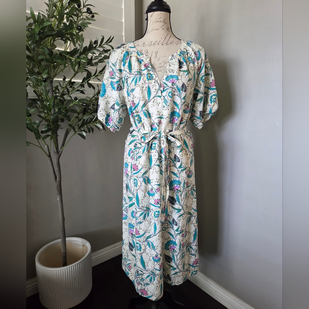 Floral Print Dress with Tie Waist
